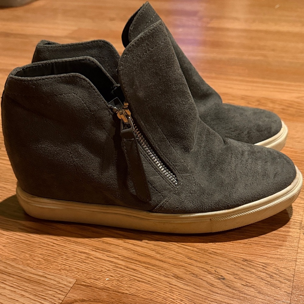 Gray Suede High-Top Sneakers